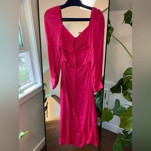 Farm Rio pink cut out silk dress